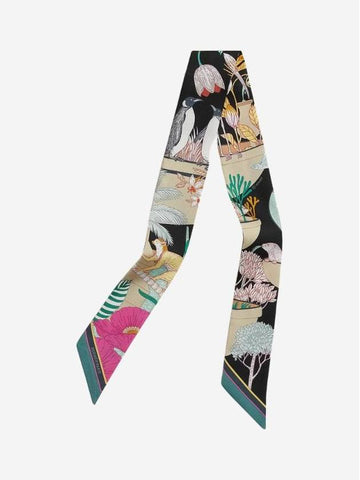 Precious Paradise Twilly Scarf Noir - HERMES - BALAAN 1