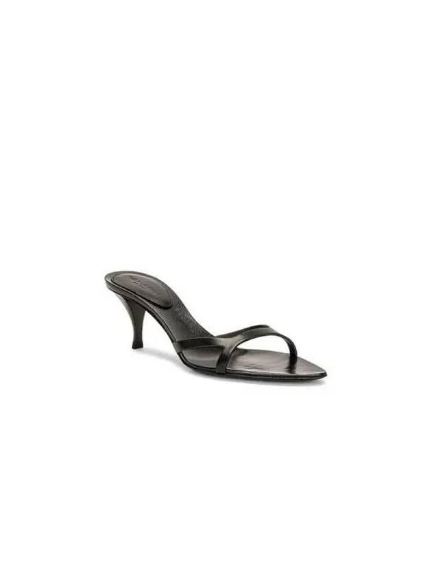 Carla Smooth Leather Sandal Heels Black - SAINT LAURENT - BALAAN 3