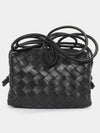 Intrecciato Loop Small Leather Cross Bag Black - BOTTEGA VENETA - BALAAN 3