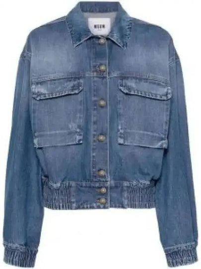 Logo Pocket Cropped Denim Jacket Blue - MSGM - BALAAN 2