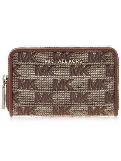 Jet Set Monogram Pattern Card Wallet Beige Ebony - MICHAEL KORS - BALAAN 2