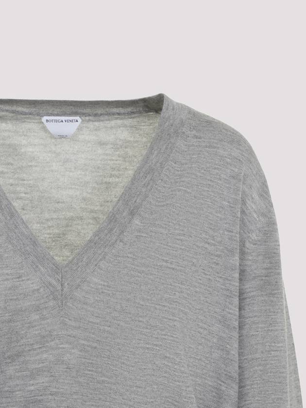 V neck cashmere knit top gray - BOTTEGA VENETA - BALAAN 5