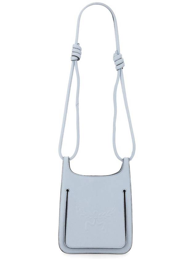 Himmel Hobo Embossed Logo Leather Cross Bag Light Blue - MCM - BALAAN 3