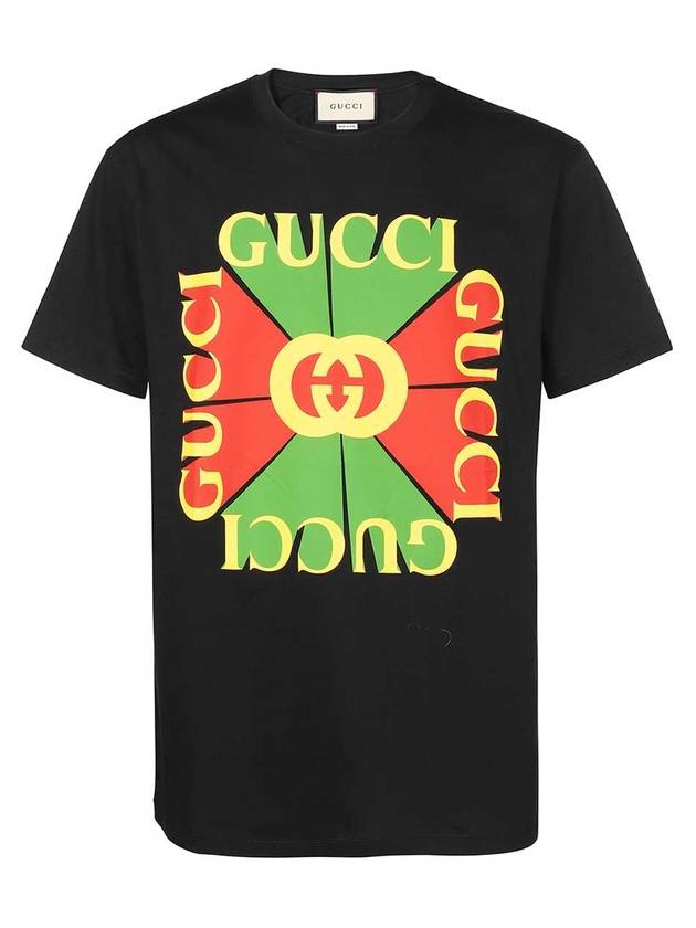 Vintage Logo Print Cotton Short Sleeve T-Shirt Black - GUCCI - BALAAN 1