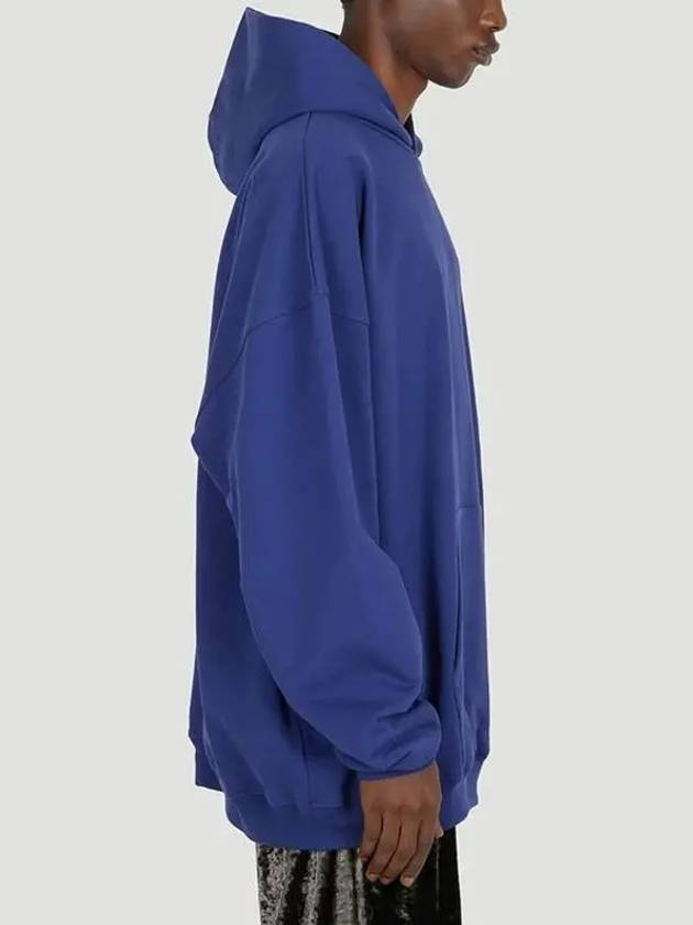 Political Wave Logo Embroidered Hooded Sweatshirt Blue - BALENCIAGA - BALAAN 3