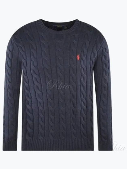 Embroidery Logo Cable Knit Top Navy - POLO RALPH LAUREN - BALAAN 2