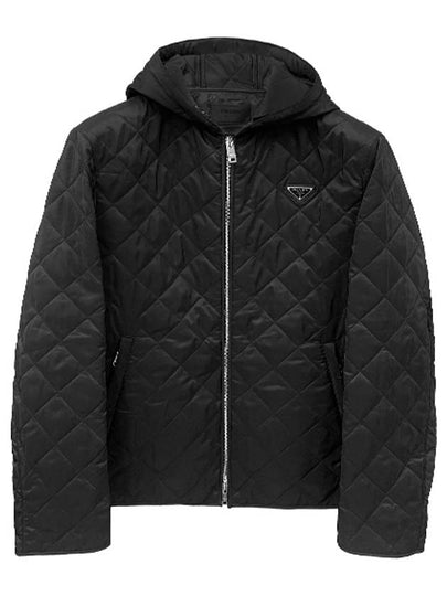 Triangle Logo Quilted Down Hooded Padding Black - PRADA - BALAAN 2