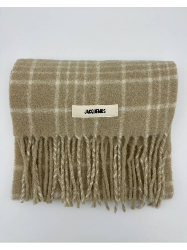 L’echarpe Carro Le Chouchou Jacquard Check Scarf Beige - JACQUEMUS - BALAAN 2