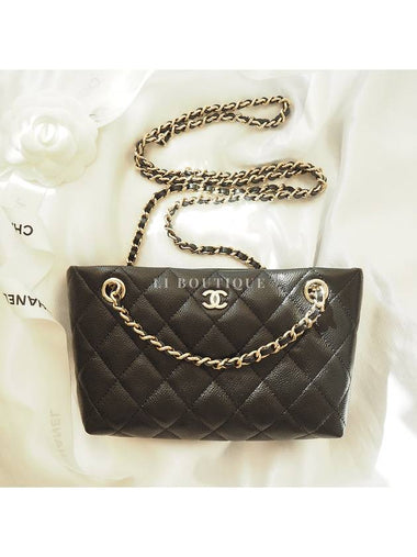 25 NEW Caviar Chain Mini Bag Black Gold AP4423 - CHANEL - BALAAN 1