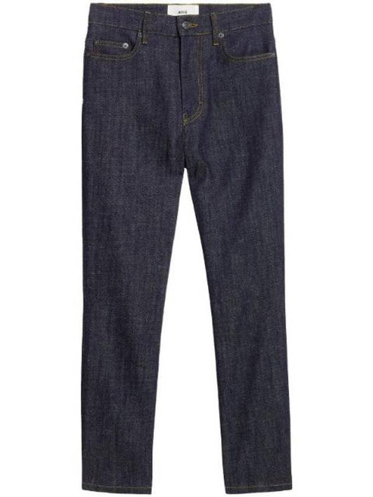 Crop Slim Fit Denim Jeans Navy - AMI - BALAAN 1