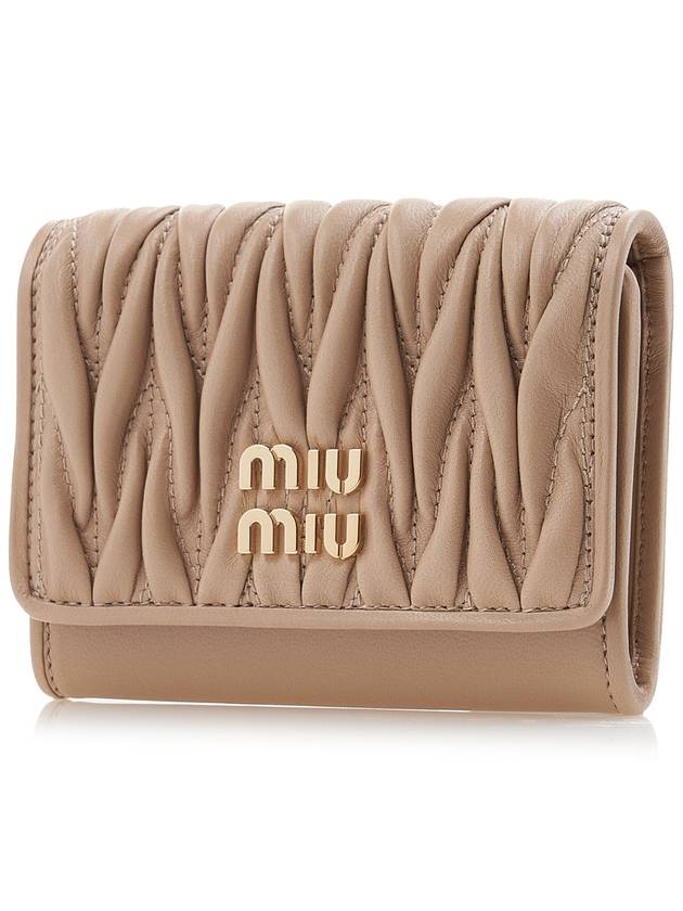 Matelasse Nappa Leather Card Wallet Beige - MIU MIU - BALAAN 3