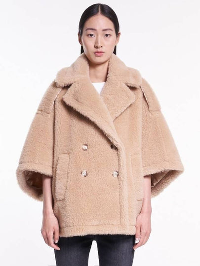 Adesso Wool Silk Teddy Fur Cape Albino - MAX MARA - BALAAN 2