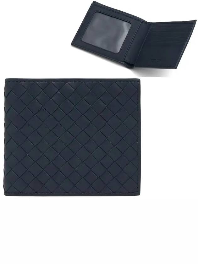 Intrecciato Calf Leather Half Wallet Navy - BOTTEGA VENETA - BALAAN 2