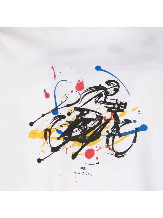 Cyclist Painting Cotton Short Sleeve T-Shirt White - PAUL SMITH - BALAAN 4