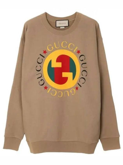 Logo Print Cotton Sweatshirt Brown - GUCCI - BALAAN 2