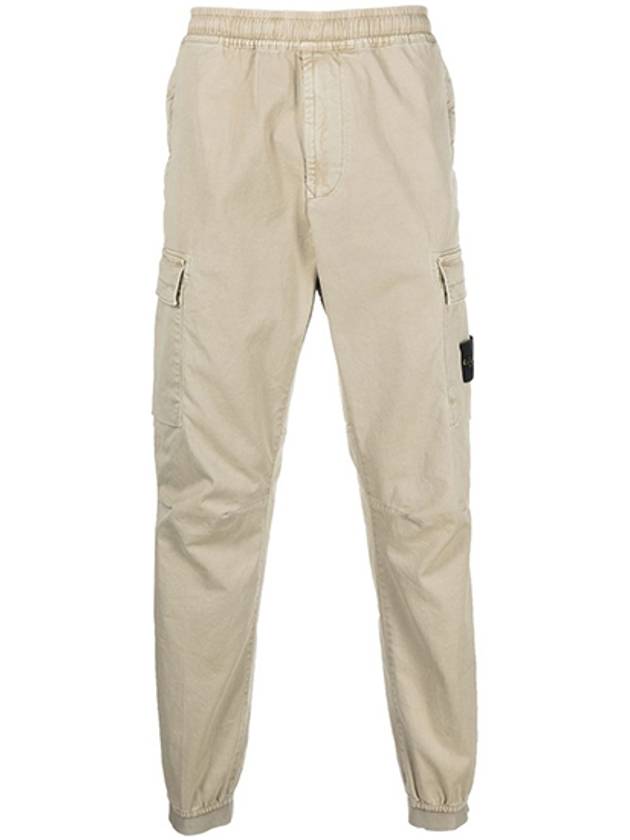 Men's Wappen Patch Straight Pants Beige - STONE ISLAND - BALAAN 2