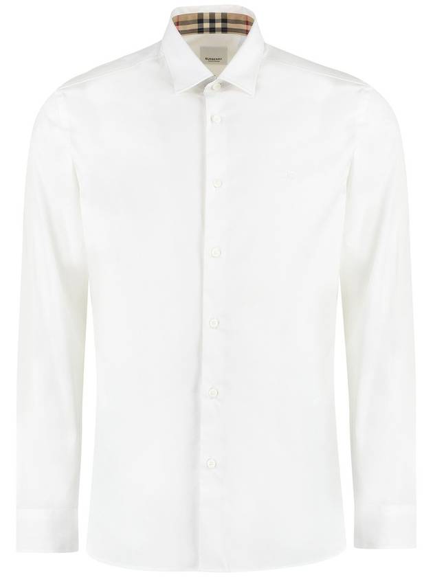 Plain Cotton Long Sleeve Shirt White - BURBERRY - BALAAN 2