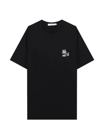 Fox Logo Patch Short Sleeve T-Shirt Black - MAISON KITSUNE - BALAAN 1