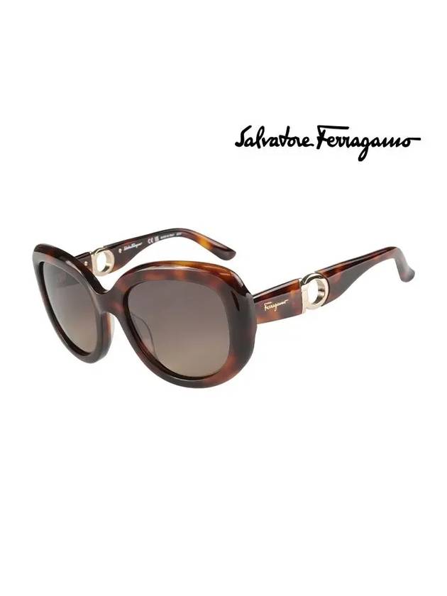 Acetate Round Sunglasses Brown - SALVATORE FERRAGAMO - BALAAN 3