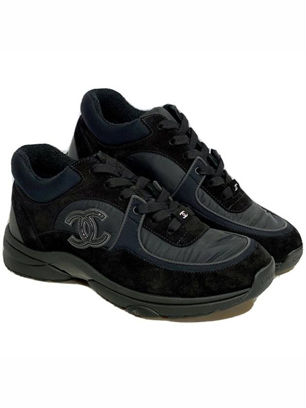 Cruz CC Logo Suede Low Top Sneakers Black - CHANEL - BALAAN 2