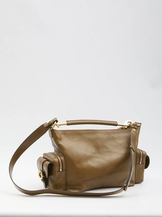 Camera Shiny Leather Shoulder Bag Dark Khaki - CHLOE - BALAAN 3