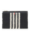 4 Bar Curly Merino Document Small Clutch Bag Medium Grey - THOM BROWNE - BALAAN 1