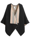 Reversible Icon Stripe Wool Cape Black - BURBERRY - BALAAN 2