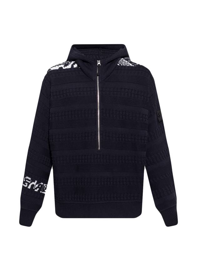 Shadow Knit Half Zipper Hoodie Navy - STONE ISLAND - BALAAN 1