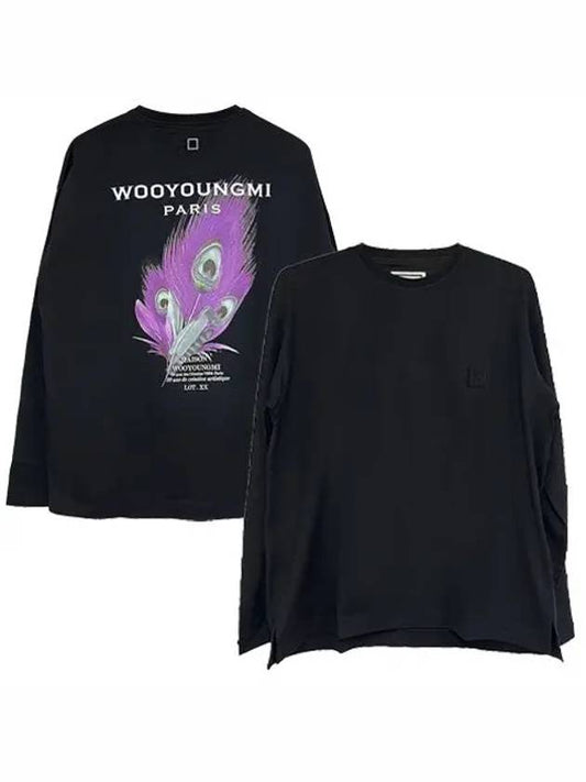 Feather Long Sleeve T-Shirt Black Men's T-Shirt W231TS15715B - WOOYOUNGMI - BALAAN.