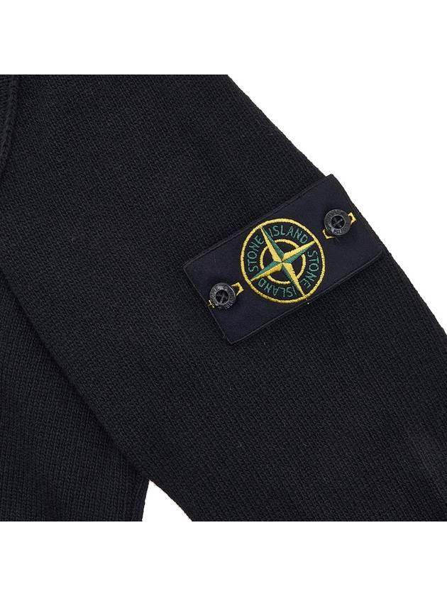 Wappen Patch Crew Neck Wool Knit Top Black - STONE ISLAND - BALAAN 6