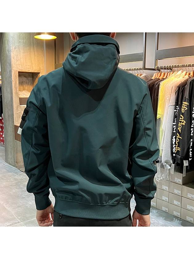 Men's Wappen Patch Softshell Zip Up Hoodie Dark Green - STONE ISLAND - BALAAN 6