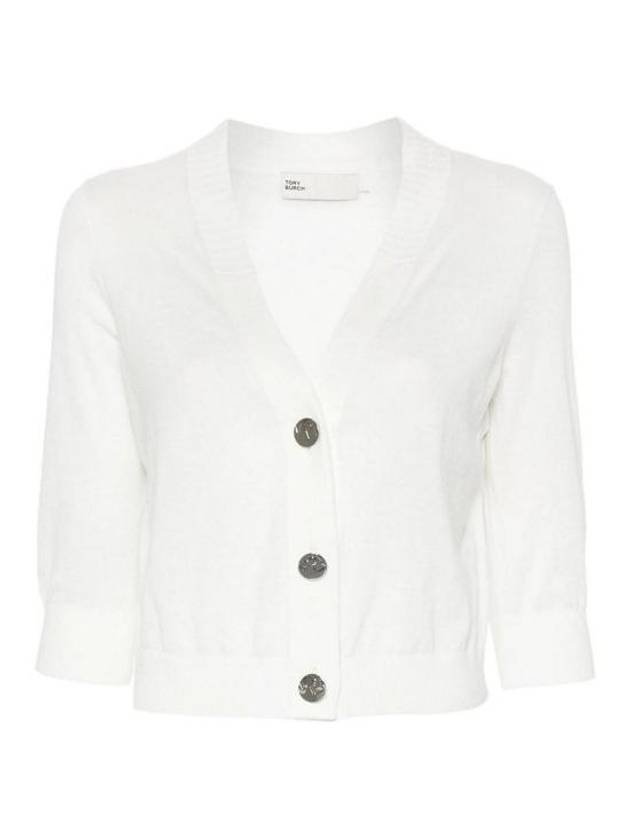 Cotton Shrunken Cardigan White - TORY BURCH - BALAAN 1