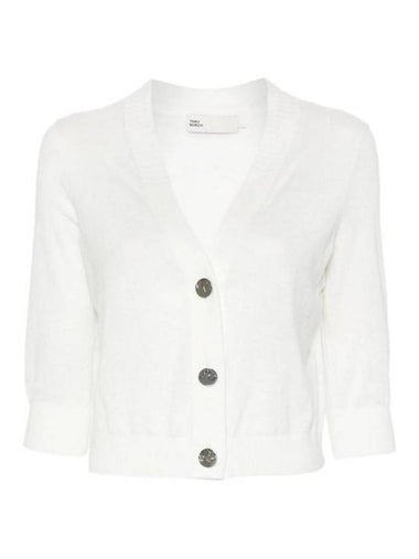 Cotton Shrunken Cardigan White - TORY BURCH - BALAAN 1