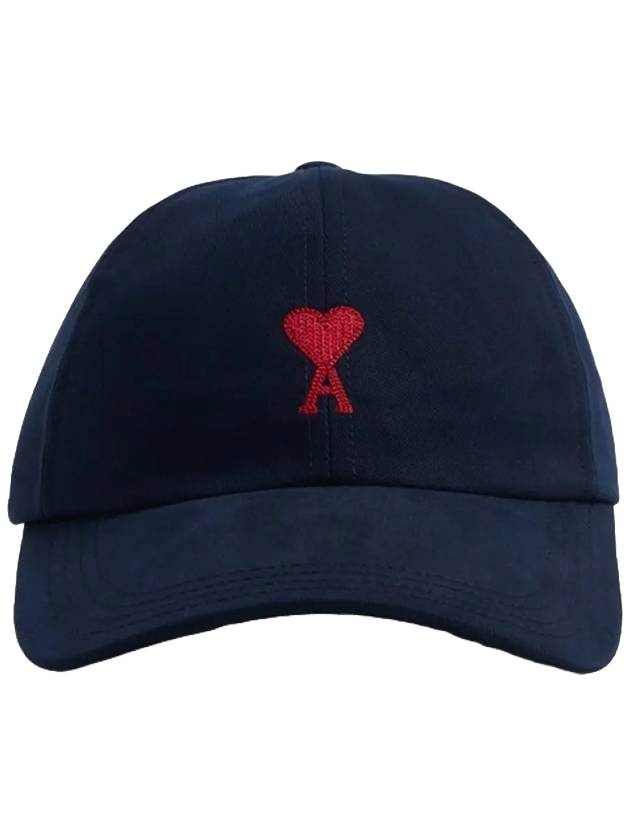 Embroidered Heart Logo Ball Cap Navy - AMI - BALAAN 1