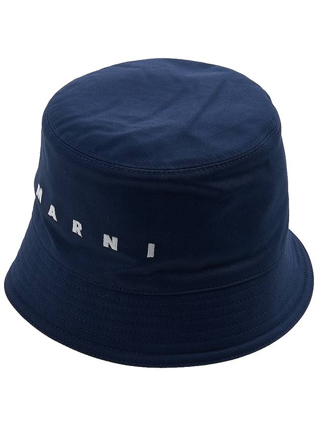 Embroidered Logo Cotton Bucket Hat Navy - MARNI - BALAAN 2