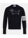 Hector 4-Bar Crewneck Pullover Merino Wool Knit Top Navy - THOM BROWNE - BALAAN 2