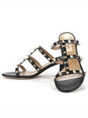 Rock Stud Leather Sandal Heels Black - VALENTINO - BALAAN 4