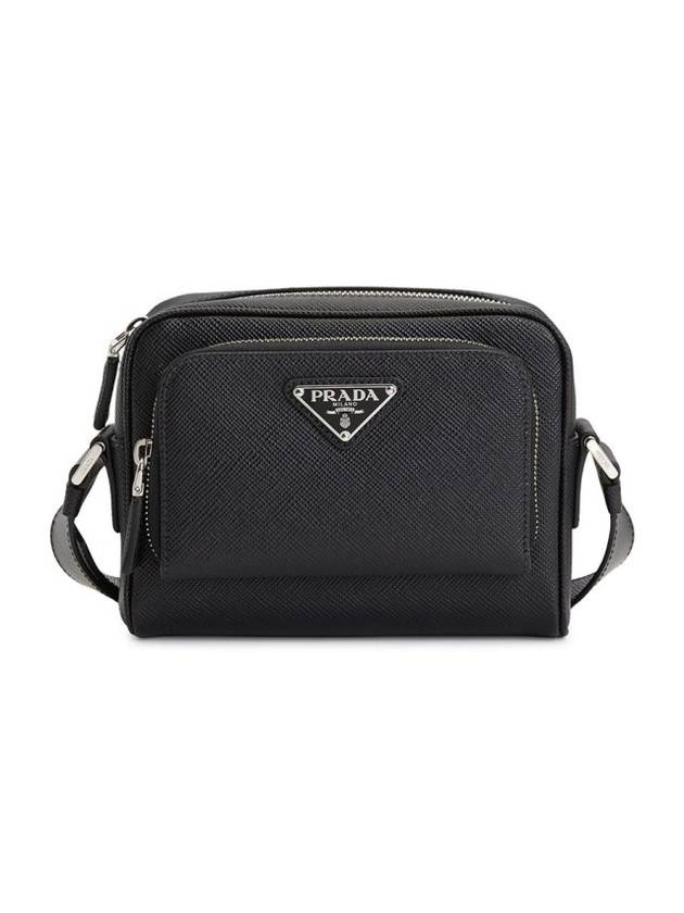 Saffiano Triangle Logo Black Cross Bag Black - PRADA - BALAAN 1