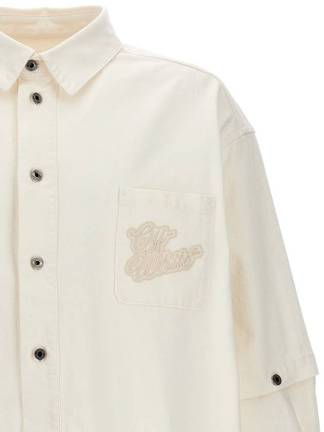 90 aposs logo applique cotton shirt OMYD059S24DEN0010202 - OFF WHITE - BALAAN 5