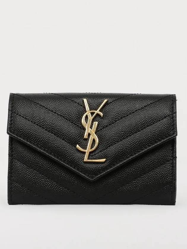 Monogram Envelope Small Half Wallet Black Gold - SAINT LAURENT - BALAAN 4