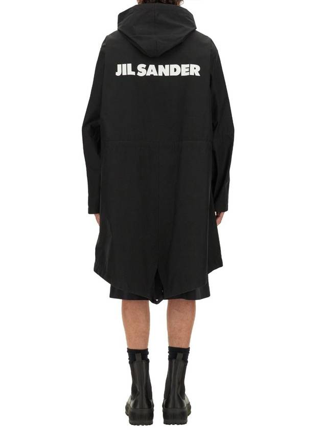 Back Logo Print Hooded Jacket Black - JIL SANDER - BALAAN 4