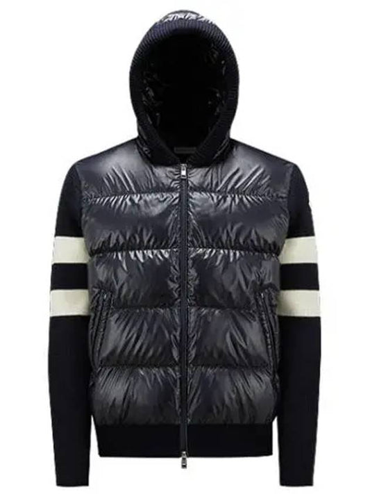 Padded Wool Cardigan Night Blue - MONCLER - BALAAN 2