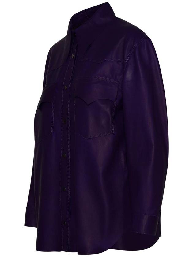 Salvatore Santoro Purple Leather Shirt - SALVATORE SANTORO - BALAAN 2