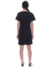 Logo Cotton Short Dress Black - MONCLER - BALAAN 6