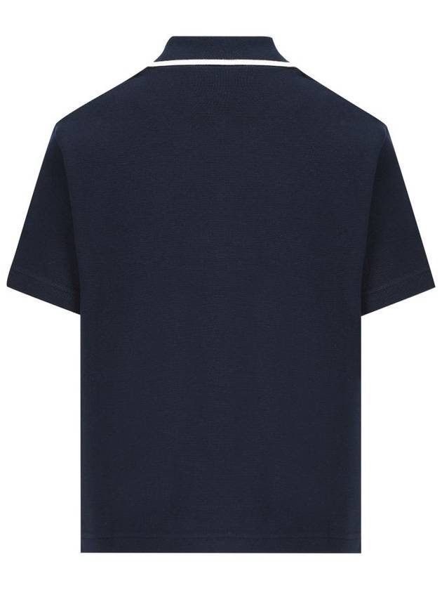 Button Details Short Sleeve Polo Shirt Navy - VALENTINO - BALAAN 3