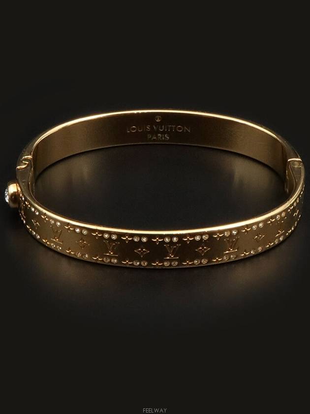 Gold Brass Monogram Pattern Nanogram Strass Women Bracelet M M64861 - LOUIS VUITTON - BALAAN 4