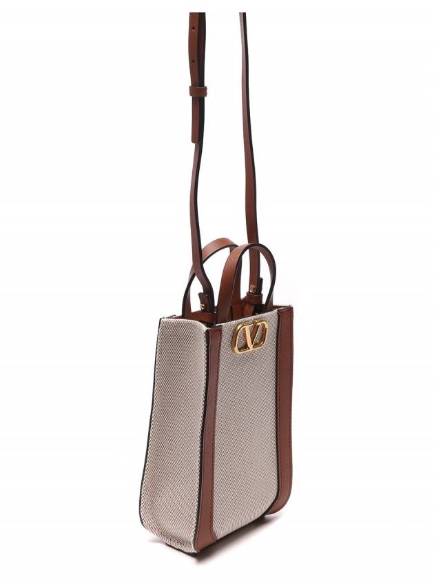 V Logo Mini Shoulder Bag Brown Ivory - VALENTINO - BALAAN 4