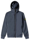 Wappen Patch Soft Shell Hoodie Jacket Avio Blue - STONE ISLAND - BALAAN.