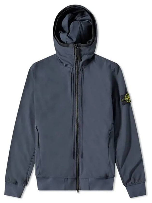 Wappen Patch Soft Shell Hooded Jacket Avio Blue - STONE ISLAND - BALAAN 2