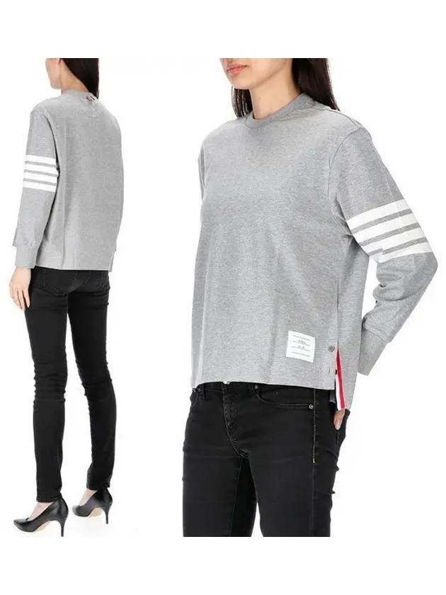 Engineered 4 Bar Medium Weight Jersey Oversized Long Sleeved T-Shirt Light Grey - THOM BROWNE - BALAAN 2